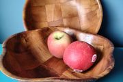 2 x Vintage Woven Wood bowls