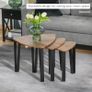 Nest of Tables, Coffee Table Set of 3, Triangle Nesting Tables with Metal Legs, Industrial End Side Table for Living Room, Walnut Wood Grain Image 2