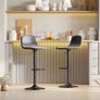 2-Pack Bar Stools, Faux Leather Swivel Bar Chairs with Backrest and Footrest, Metal Base, Black Image 2