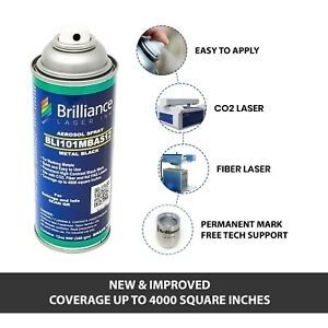 Brilliance Laser, BLI101MBAS12-Metal Marking Spray Can Black-12oz-CO2/Fiber/YAG