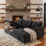 Black velvet Corner Sofa Bed Storage, 215cm Image 4