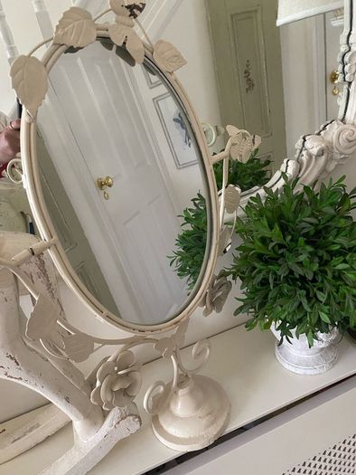 Shabby Chic Tall Mirror on Swivel Stand