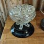 Vintage Glass vase and frog lid, on black ceramic base Image 9