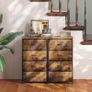 Narrow Chest of Drawers with 4 Drawers, Small Chest of Drawers with Fabric Drawer, Sturdy Steel Frame, Wooden Top, Suitable for Bedroom and Living Room, Retro Image 6