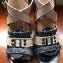 Blue&Cream Leather Sandals by Emilio Navarro Image 3