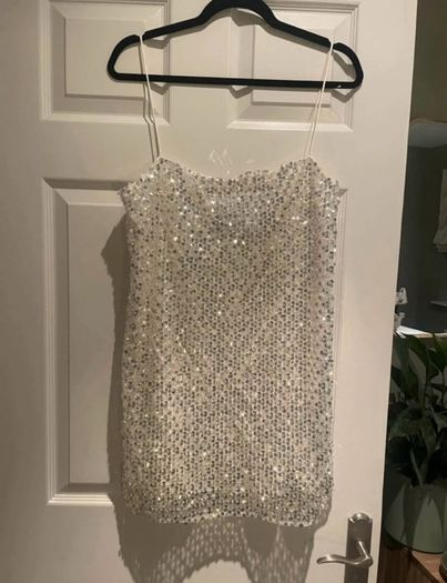 Shona Joy Mini Asteri Dress in Silver