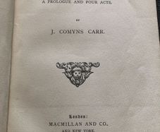 Rare Henry Irving dedication, 1895, King Arthur: A Drama, Joseph Comyns Carr