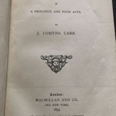 Rare Henry Irving dedication, 1895, King Arthur: A Drama, Joseph Comyns Carr