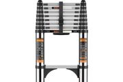 Stainless Steel Thickened High-Strength Loft Ladder, step ladder with Stabilizer Bar and Detachable Hooks, Multi Purpose Extendable Portable Folding Ladders