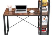 Rustic Brown Office Desk With Shelving