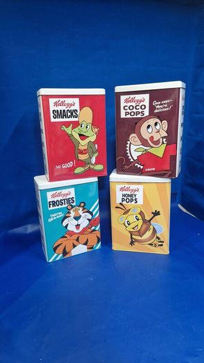 Set of 4 Vintage-Style Kellogg's Cereal Storage Tins