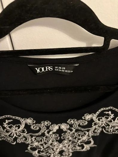 Yours Black Embroidered Top Floral Detail 8XL 56 28