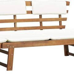 _Garden Bench 2-in-1 with Padding 190 cm Solid Acacia Wood