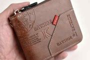 Men's Wallet Made of PU Wax Oil Skin Purse for Men Coin Purse Short Male Card Holder Wallets Zipper Around Money Coin Purse