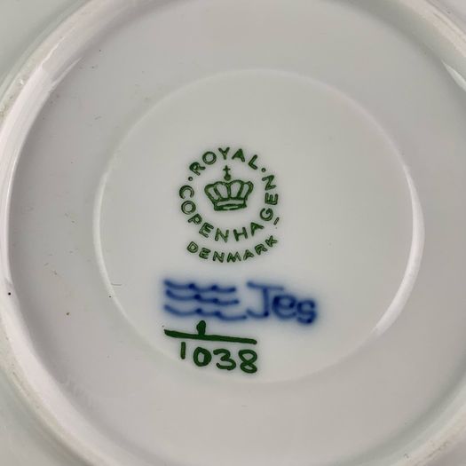 Vintage Royal Copenhagen Blue Fluted Full Lace Demitasse Cup and Saucer