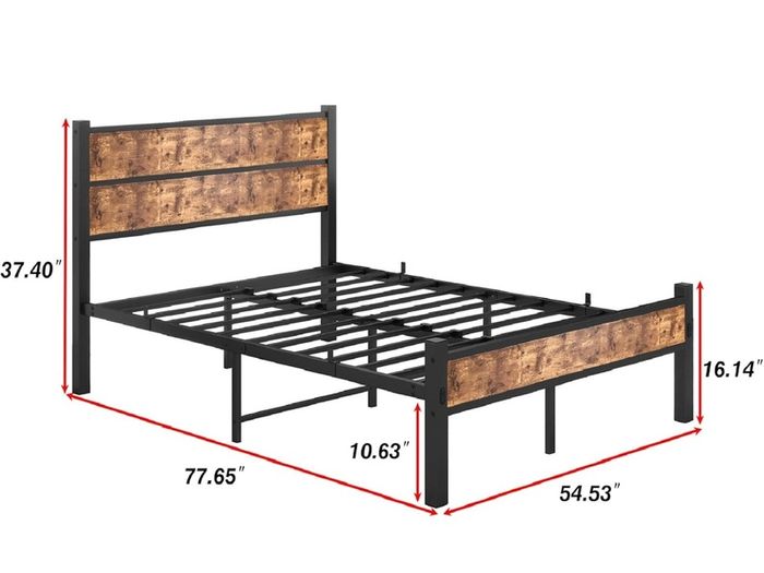 Bed Frame with Wooden Headboard and Footboard