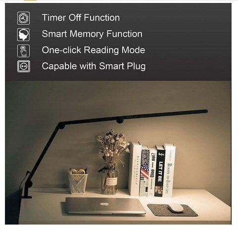 EYOCEAN Desk LED Laptop Lamp, with Clamp, Eye-Care Desk Lamp for Home Office Dimmable
