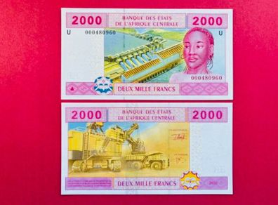 Central African States  2000 Francs 2002 Pick 208a  ( U ) Cameroon. ( Uncirculated )
