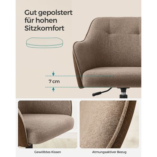 Office Chair Swivel Desk Chair padded  Height Adjustable 110kg Load Capacity Breathable Fabric Study
