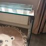Glass Table with Silver Hardware Image 2