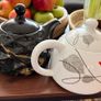 Set of 2 Ceramic Teapots - Black Marble & White Leaf Image 4