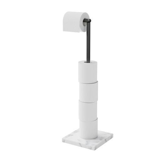 Free Standing black towel Rail and toilet roll holder with Marble Base
