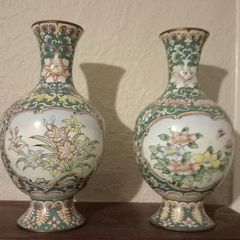 pair of Chinese enamel on copper vases