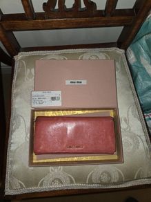 Miu miu genuine leather pink wallet