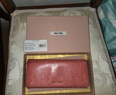 Miu miu genuine leather pink wallet