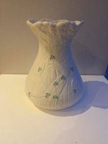 Beleek extra large Daisy Vase with hand painted shamrocks
