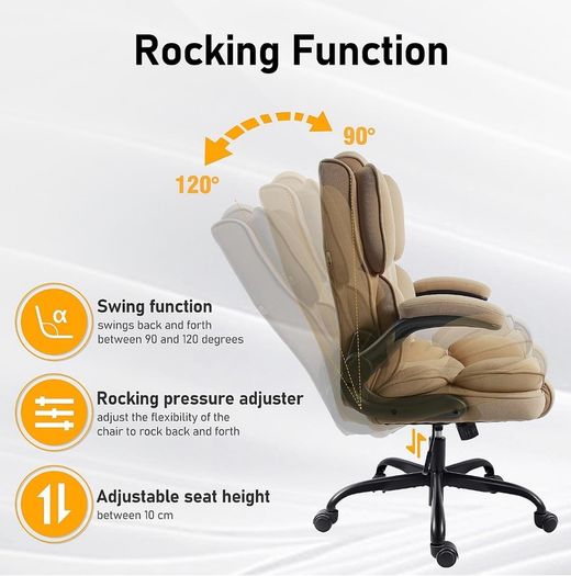 Office Chair,Fabric Desk Chair with 90 Flip up Armrest for Home or Office,Ergonomic Durable with Adjustable Height(Beige)