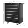 5-Drawer Tool Chest with Wheels, Steel Lockable Tool Storage Cabinet with Handle, 2 Keys for Garage, Workshop, Black Image 2