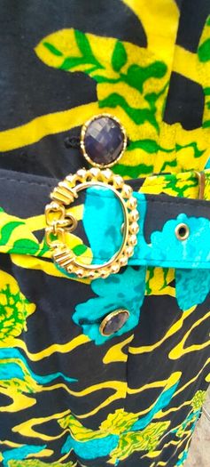 vintage 70s 80s navy yellow print Short sleeve dress