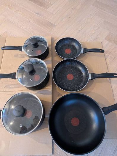 Tefal stone non-stick set & wok (pots & pans)