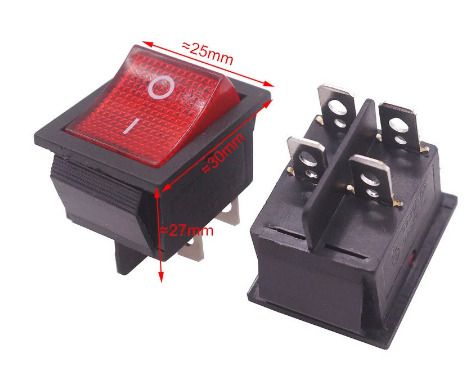 Red Button Rocker Switch Red Button Rocker Switch 4 Plugs 30  25  27mm