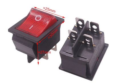 Red Button Rocker Switch Red Button Rocker Switch 4 Plugs 30  25  27mm