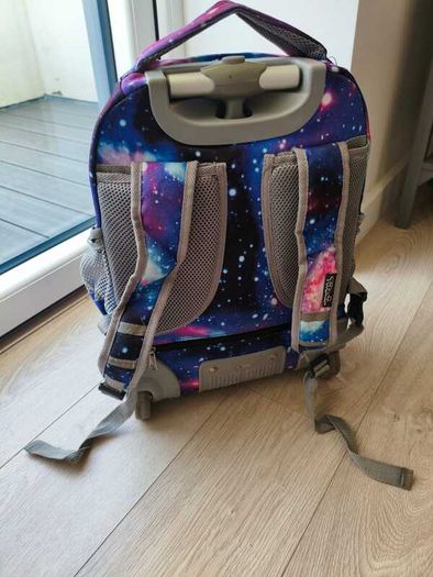 Galaxy print rolling backpack with extendable handle