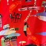 Eterna Red Parisian Print Viscose Blouse Shirt UK 10  Oversized Loose Fit Novelty France Scene Image 5