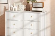 Fluted Dresser, 6 Drawer Chest of Drawers for Bedroom, Living Room, Hallway, Closet, White