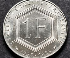 1 Franc  1988 France Charles de Gaulle 1958 30th Anniversary of Fifth Rebublic