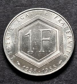 1 Franc  1988 France Charles de Gaulle 1958 30th Anniversary of Fifth Rebublic