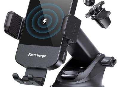 Wireless Car Charger, REDUCED CHGeek 15W Fast Charging Auto Clamping Car Charger Phone Mount