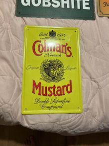 8 metal vintage style advertising book signs. includes Kellog's, Guinness , Colman's.Jameson,Bushmills