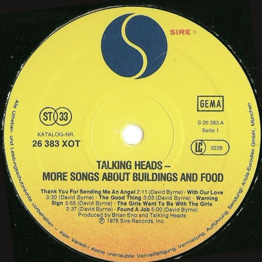 Talking Heads - More Songs About Buildings And Food, Vinyl, 1978