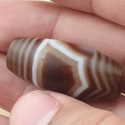 Vintage Middle Eastern Yemeni Suliemani Natrual Eye Agate Bead Amulet