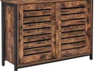 main image for ad Sideboard Cabinet with Sliding Doors, Living Room, Hallway, Kitchen, Home Office, Steel Frame, Industrial Style, Vintage Brown-Black