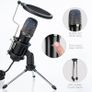 FREE SHIPPING Microphone for PC Computer Microphone Cardioid Condenser Microphone Gaming Mic Recording MIc with Tripod Stand, Pop Filter, Shock Mount for Streaming Podcasting Vocal Podcasting YouTube Skype Image 4