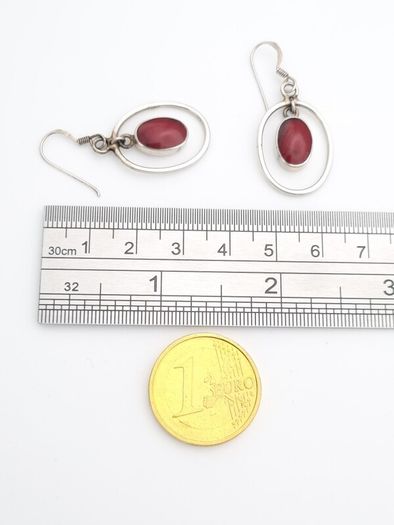 925 Vintage Sterling Silver Red Jasper Earrings