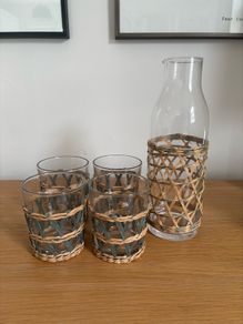 Rattan Glasses + Carafe