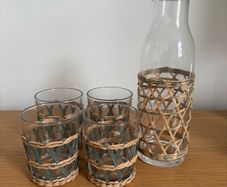 Rattan Glasses + Carafe
